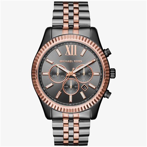 steel chronograph with grey face michael kors mens watches